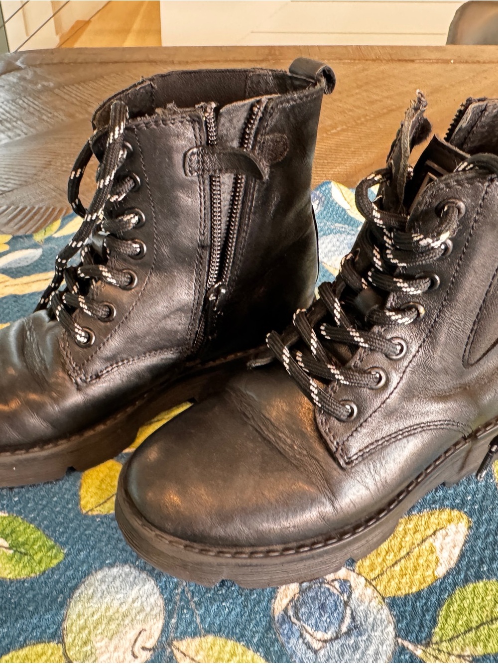 Black Lace-Up Combat Boots